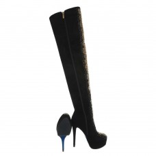 Ženski nadkolenski čevlji RMD2088 Črna- Zlata