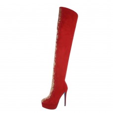 Ženski nadkolenski čevlji RMD2088 Rdeča- Zlata