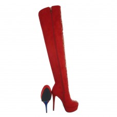 Ženski nadkolenski čevlji RMD2088 Rdeča- Zlata